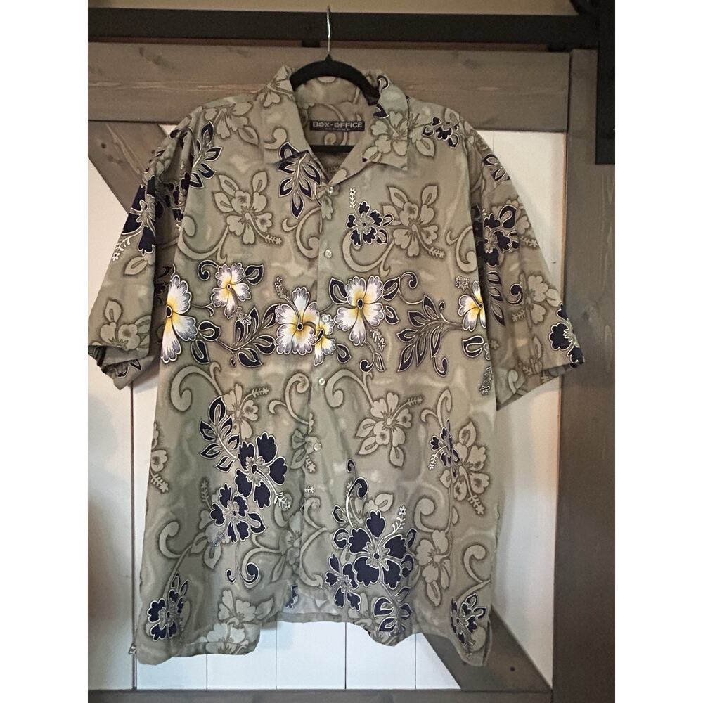 Box-Office Island Hawaiian Shirt Green Blue XL button down